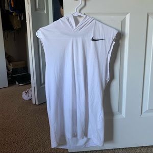 White Nike Cut off Sleeve Hoodie